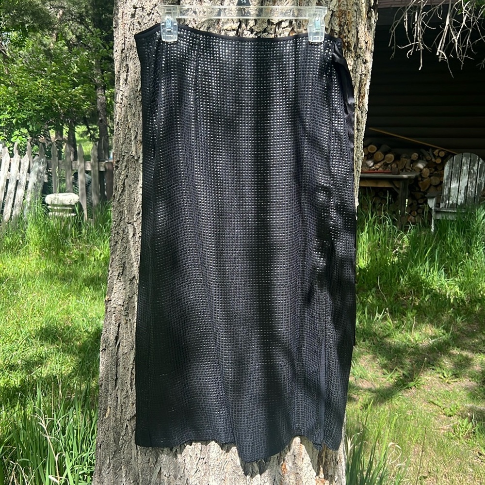 Soemthing navy sequin midi skirt